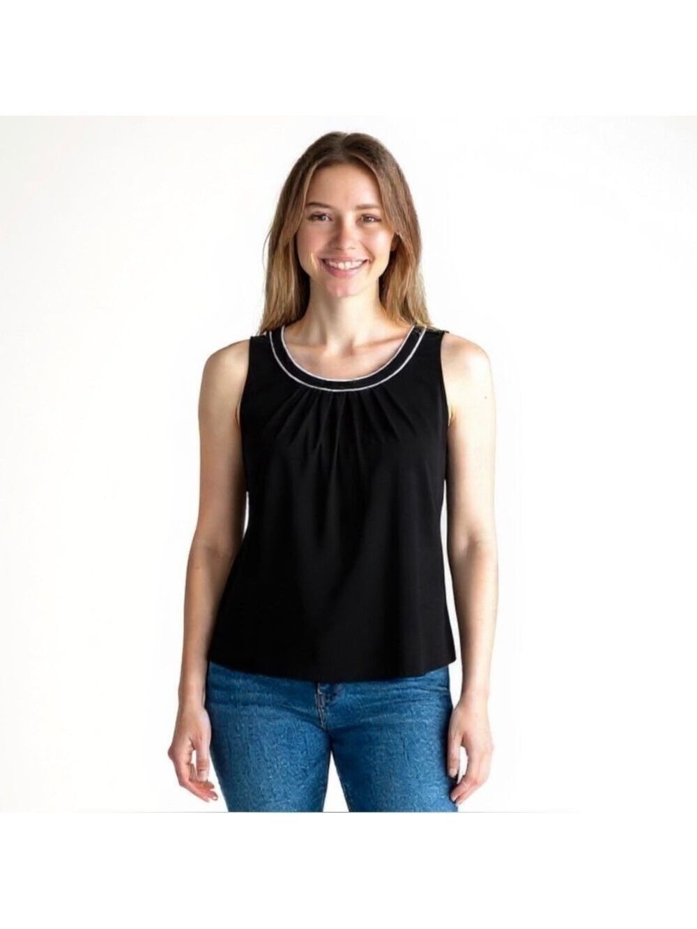 White House Black Market Black Sleeveless Blouse XS